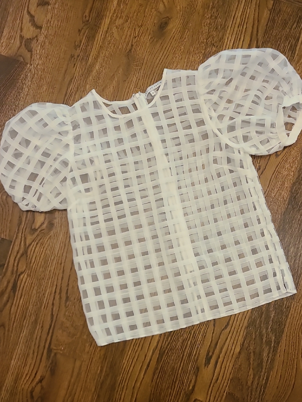 English Factory White Grid Sheer Blouse